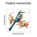 Detailansicht Wandtattoo Vogel auf Ast mit Größenangaben 29x28cm für die Wohndekoration - Eisvogel Und Blumen Stil (HY-M033)