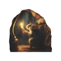 3D muursticker van een realistische muis die een kaars vasthoudt in een stenen hol - Muis die Kaars Vasthoudt Stijl (SD17)