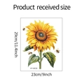 Vista detallada de adhesivos de girasol y abejas mostrando dimensiones exactas de 23x29cm - 23x29cm