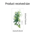 Detail showing tropical green leaf and white flower wall sticker dimensions 11x19.5cm - Tropical Green Plant Flower Style (HY-KG030)