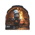 3D Wandaufkleber Maus Koch am Ofen, selbstklebende Dekoration für Wohnzimmer - Chef-Maus am Herd Stil (SD22)