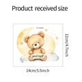 Detail showing cartoon bear on moon wall sticker with good night text and size dimensions - Cartoon Bear Moon Style (HY-KG040)