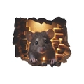 3D-Wandaufkleber mit realistischer Maus im Loch, Büchern und einer warmen Kerze - Maus in Bibliothek spähend Stil (SD26)