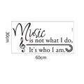 Flat view of music wall sticker with treble clef and quote measuring 60x30cm - 30x60cm
