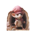 3D Wandaufkleber mit Cartoon-Maus in rosa Jacke, die aus einem Mauerloch schaut - Maus in rosa Jacke mit Werkzeug Stil (SD28)