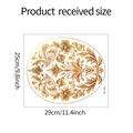 Vue détaillée de l'autocollant mural floral doré avec motif classique et dimensions - 25x29cm / Or (M-341)