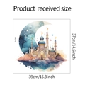 Détail de sticker mural château de rêve montrant la taille 39x37cm pour enfant - Style de Château de Lune à l'Aquarelle (FX-F592)