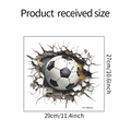 Vinilo decorativo de fútbol 3D efecto pared rota medidas 29x27 cm para habitación - 3D Fútbol Pared Rota (HY-M043)