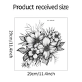 Dimensiones del adhesivo de pared floral en blanco y negro con marcas de tamaño y código - 29x29cm(HY-M049)