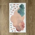 Detail of watercolor clouds and raindrops wall stickers on dark wood background - 22*39cm (FX-F88)