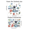 Space wall sticker layout showing 60x40cm sheet size and 56x56cm finished wall display - 40x60cm