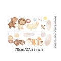 Detail view of two watercolor cartoon animal wall sticker sheets with size measurements - Cartoon Animals (FX7584)