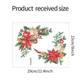 Dimensions du sticker mural de Noël montrant fleurs de poinsettia et nœuds rouges festifs - Style Fleur de Noël et Nœud (XMAS059) / 23cm x 29cm