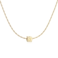 Collier minimaliste plaqué or 18 carats avec pendentif cube gravé de la lettre X - Collier Lettre X Carré Or