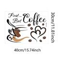 Detail view of Coffee wall sticker with cups and text, measuring 30x40cm size - 30x40cm (FX-F488)