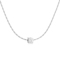 Collier avec pendentif bloc carré argenté gravé de la lettre X sur une chaîne fine - Collier Lettre X Carré Or Blanc