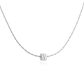 Pendentif carré argenté poli avec lettre Y gravée sur une fine chaîne en métal - Collier Lettre Y Carré Or Blanc
