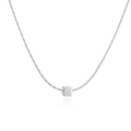 Collier cube avec alphabet argenté poli et pendentif avec lettre Z gravée minimaliste - Collier Lettre Z Carré Or Blanc