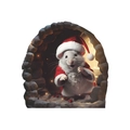 3D-Weihnachtsmaus im Weihnachtsmann-Outfit schaut aus einem Steinloch Wandaufkleber - Weiße Maus mit Weihnachtsmütze (SD41) / 11.5*11.5cm