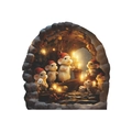 3D Christmas mouse hole wall decal featuring cute mice with Santa hats in a cozy candlelit cave - White Mice Christmas Party (SD47) / 11.5*11.5cm