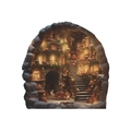 Macro detail of 3D Christmas mouse hole wall sticker with festive rabbit house and stone cave - Fairytale Rabbit Community (SD48) / 11.5*11.5cm