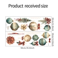 Flat lay of retro Christmas ball wall stickers with 30x90cm layout and pine branch details - 30x90cm x 2 Sheets (XMAS159)