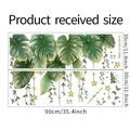 Diseño macro de pegatinas de pared de Monstera tropical con estrellas y enredaderas en verde - 30*90cm*2pcs