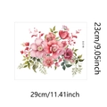 Dettaglio adesivo murale con pivoine rosa realistiche, foglie e dimensioni - 23*29cm(M-315)