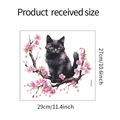 Adesivo murale gatto nero luminoso con fiori ciliegio dimensioni 29cm x 27cm - 27*29cm/HYG0041 Luce Verde