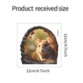 Detailed view of mouse and maple leaf wall sticker showing the 12cm size measurement - Luminous Realistic Mouse Hole Style (HYG0047) / Square Style