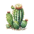 Ilustración detallada de adhesivo de pared de cactus tropical y flores suculentas - Estilo Cactus (HY-M004)