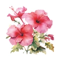 Detalle de pegatinas de pared de flores de hibisco rosa con hojas verdes y textura - Estilo Hibisco (HY-M007)