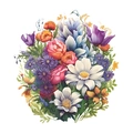 Detalle de vinilos decorativos de flores con peonías rosas y tulipanes en blanco - Floral Multicolor (HY-M012) / 25*29cm