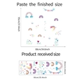 Detailed dimensions of watercolor rainbow wall decals with star and heart patterns - 30*90cm Layout (FX-D05)