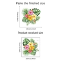 Detailansicht der tropischen Blumen-Wandsticker mit Layout und Maßen des Hibiskus-Musters - Tropisches Pflanzen Blumenmuster (M-139) / 31x29cm