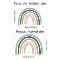 Rainbow wall sticker dimensions guide showing product size 60x40cm and final 50x38cm layout - Rainbow Style (FX-E39印)
