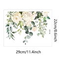 Detailed view of watercolor flower wall decals with dimensions 29x22cm showing roses and leaves - Watercolor Tropical Floral (M-225印)