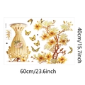 Detalle de adhesivos de pared 3D con magnolias amarillas y un jarrón de flores - Diseño 40x60cm/FX-E248