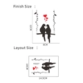 Wall decal showing dimensions for layout size and finished birds on a branch - Kissing Birds Swing Style (KG227) / 10*14.5cm Layout