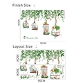 Detailed size guide for tropical plants and birdcage wall decals with layout dimensions - 30x90cm x 2pcs