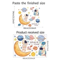 Detailed comparison of sheet size and finished display for Space Astronaut wall decals - 40x60cm