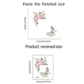 Dettaglio dell'adesivo da parete con rose rosa che mostra le dimensioni finali e reali - Floreale Acquerello (KG280)