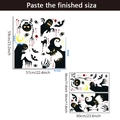 Detailed size specifications for Halloween wall decals showing dimensions of ghosts and bats - 30x60cm x 2 Pieces