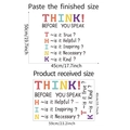 Detail of THINK inspirational wall sticker showing applied layout and 50x45cm size specs - 40x60cm Layout Style (DZ498印)