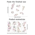 Detailed wall sticker size chart showing four 25x60cm sheets of purple floral wall decals - 25*60cm*4pcs