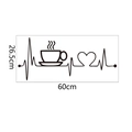 Minimalist black coffee heartbeat wall sticker for home decor, size 60cm x 26.5cm - Creative Coffee Heartbeat Style / 26.5*60cm