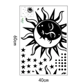 Star Moon Sun wall sticker set in black vinyl for bedroom decor, 60x40cm size - 40*60cm (FX1548 Print)