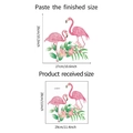Dettaglio degli adesivi fenicottero con dimensioni del layout e misure applicative - Motivo di Fiori e Foglie di Fenicottero 28*29cm (LD-M073)