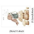 Detailweergave van de aquarel konijn muurstickers met paardenbloem en afmetingen - 21.5*29cm