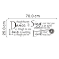 Detailed flat layout of motivational wall decals with dimensions 70 cm by 25 cm - Inspirational Slogan and Daisy (FX1167印)